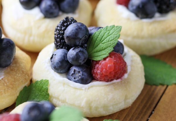 puff pastry fruit tarts with berries