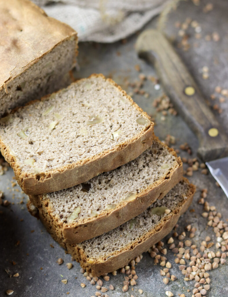 delicious buckwheat bread with walnuts
