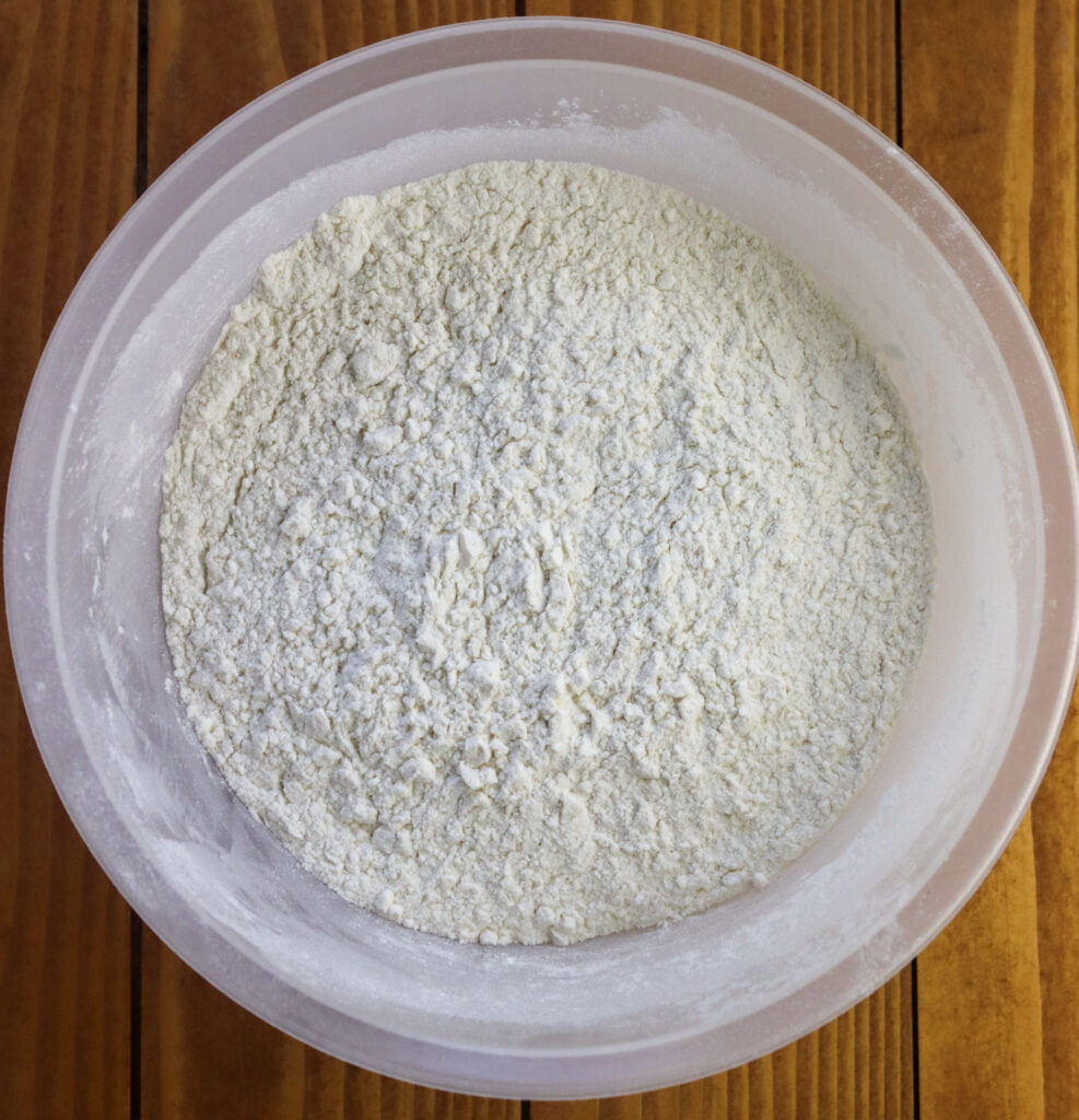 bowl with flour, salt and dry yeast 