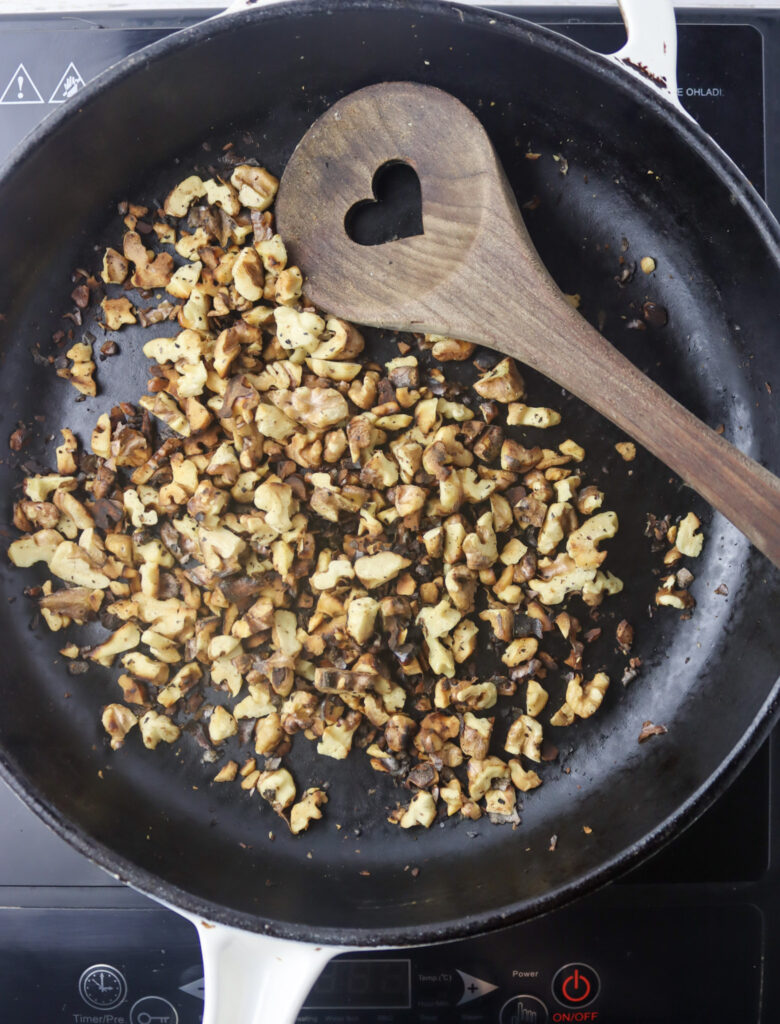 toasting walnuts for the bread