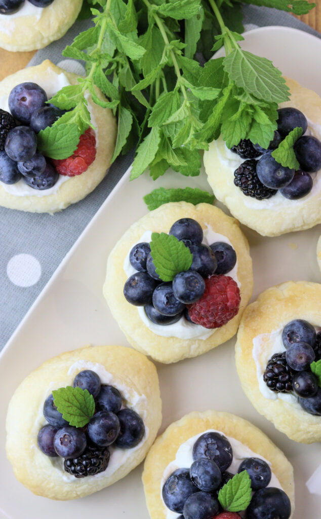 fruit tarts with puff pastry on a plate 