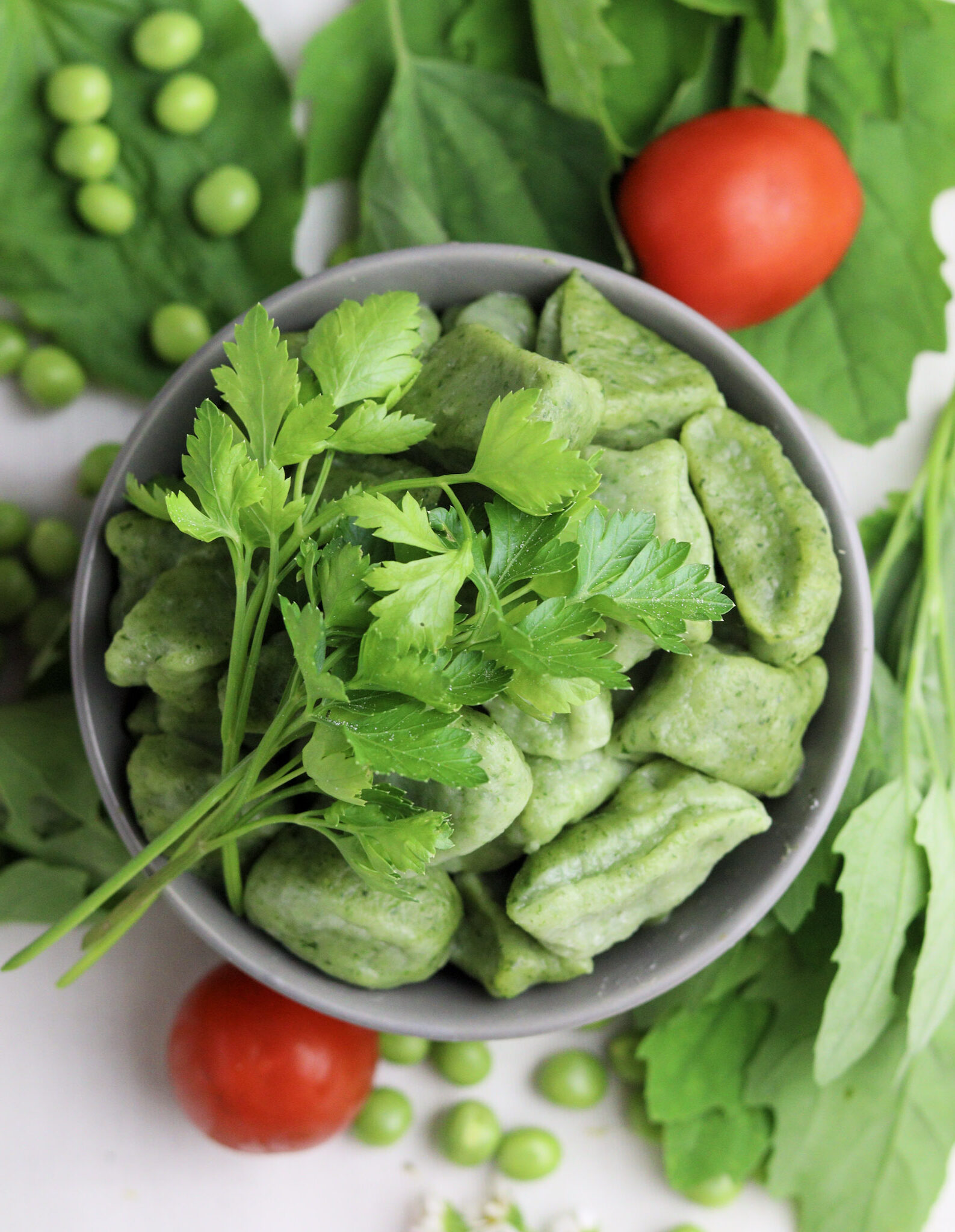 image of green gnocchi with wild spinach