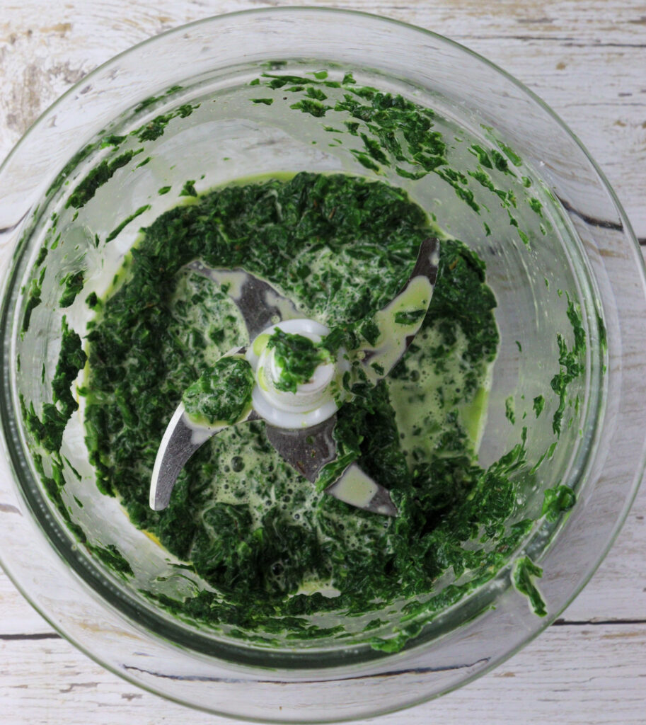 image showing blended wild garlic puree with eggs 