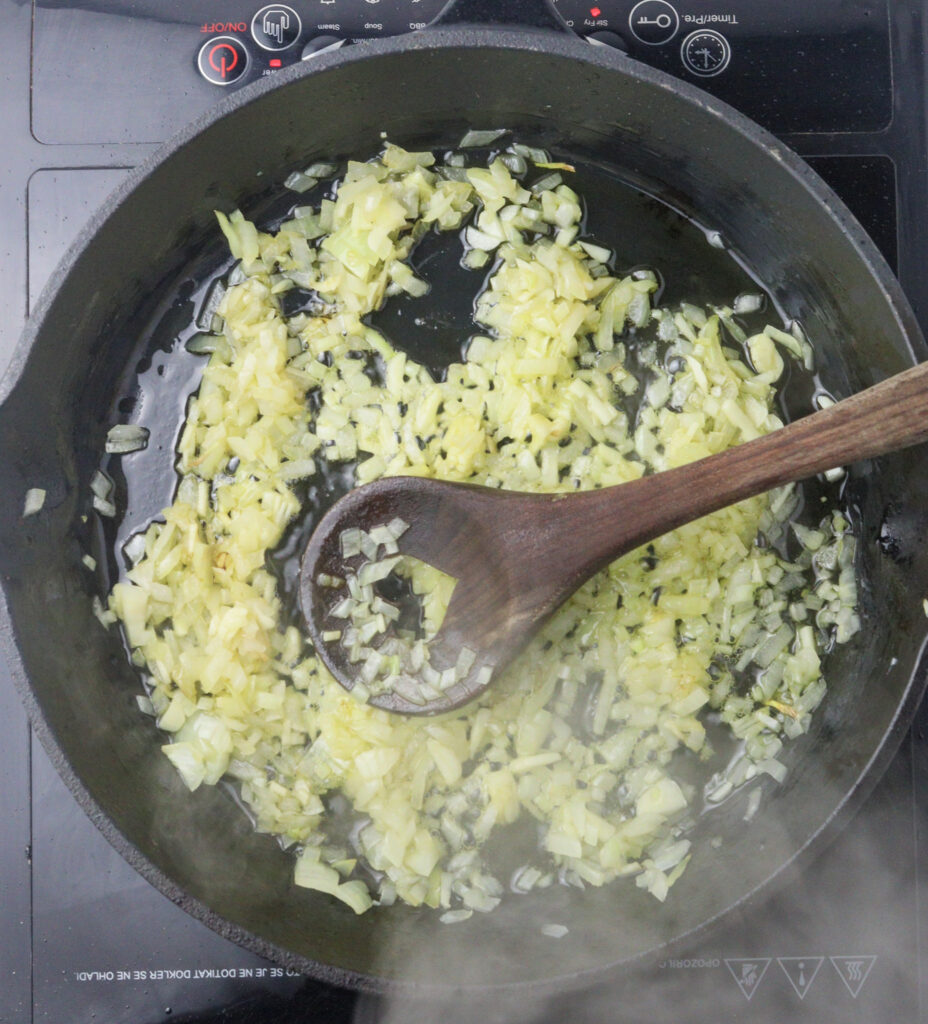 image showing how to saute the onion and garlic 